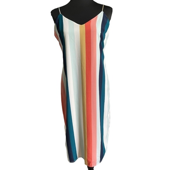 Volcom Flavor Up Striped Cami Slip Dress | Size M | Rainbow Boho - Picture 2 of 14